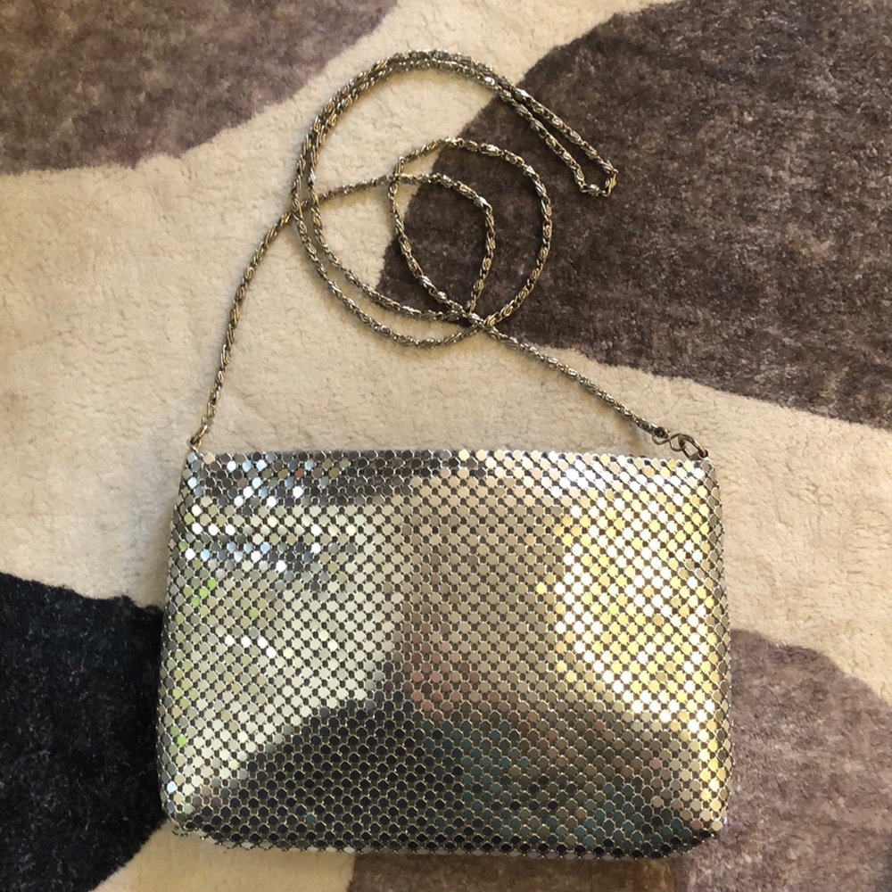 Metallic Silver Crystal Shoulder Bag